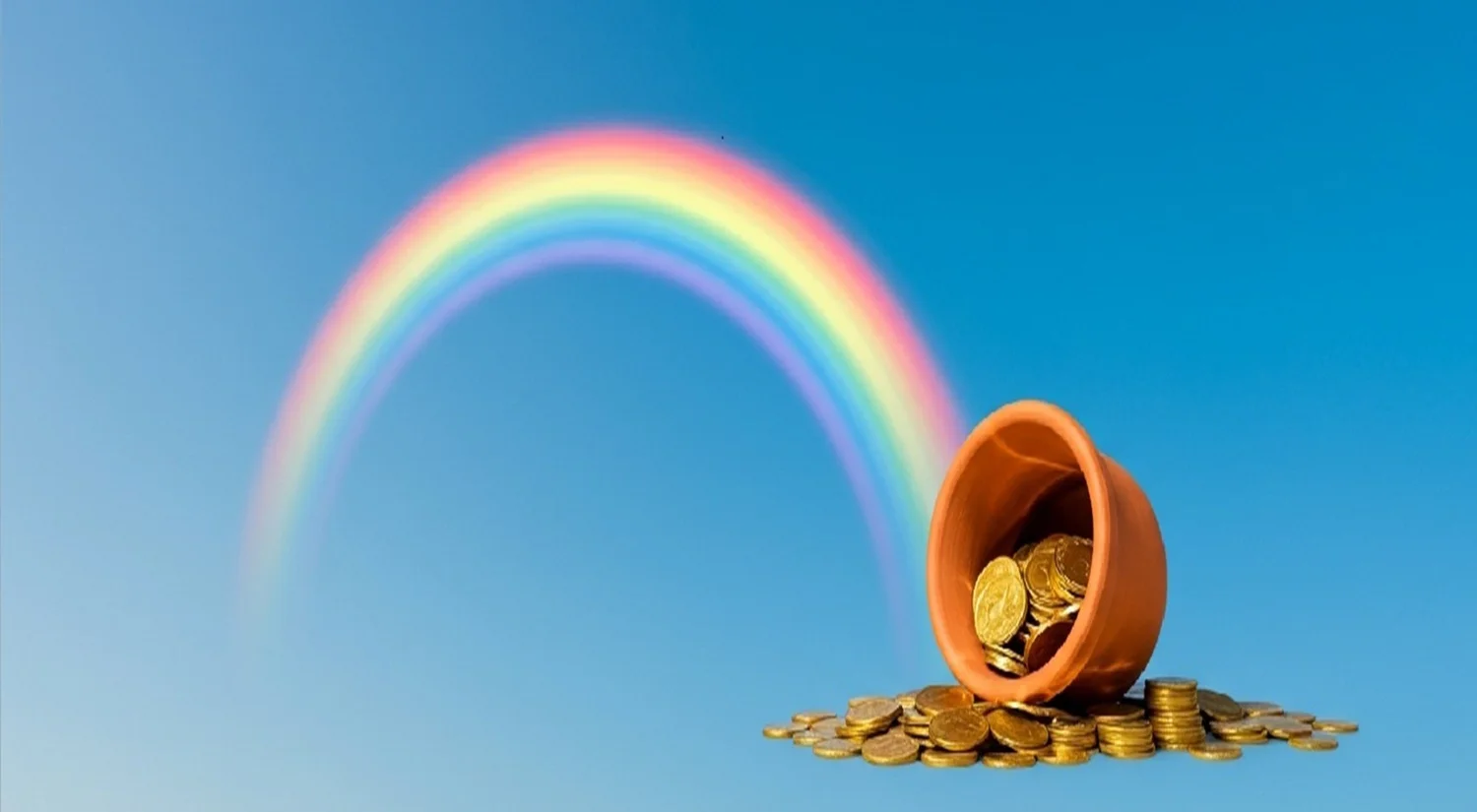 Rainbow and gold imagery from Basics and Beyond branding